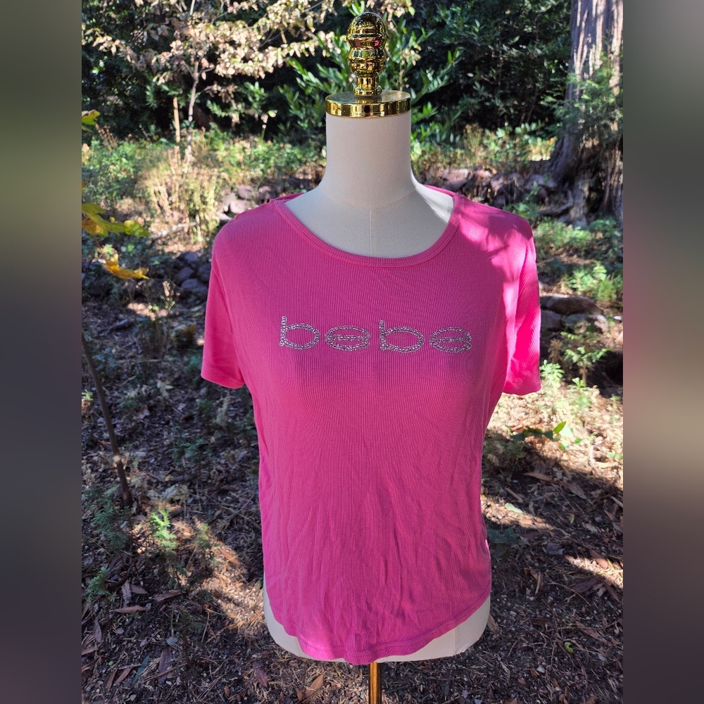 Bebe Rhinestone Pink‎ Women's Top Size Medium